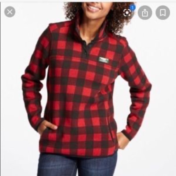 L.L. Bean Sweaters - L.L. Bean, Buffalo Plaid Fleece pullover sweater .....